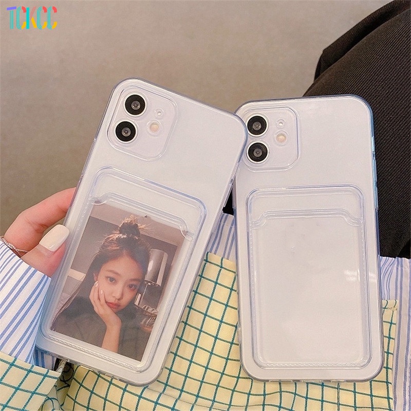 Ốp Điện Thoại TPU Mềm Trong Suốt Có Ngăn Đựng Thẻ Cho Samsung Galaxy A02S A03S A11 M11 M20 M21 M30 M30S M31S J7 Prime