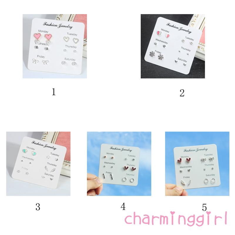 Set 6 đôi bông tai dạng hạt cho nữ