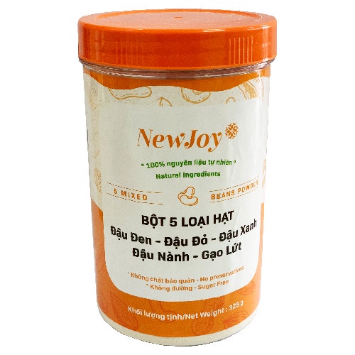 Bột hạt Newjoy các loại đậu , ngũ cốc, không đường, pha với nước, hũ 325g