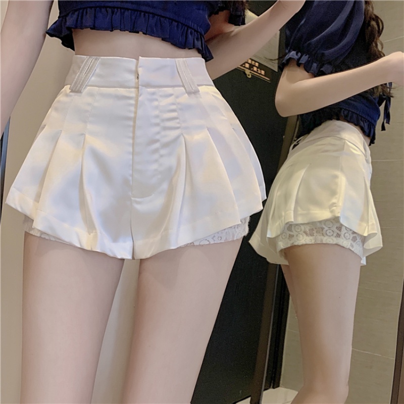 Quần Short Nữ Lưng Cao Viền Ren Gợi Cảm Hợp Thời Trang