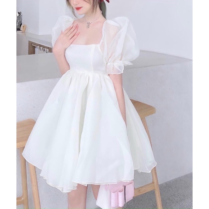 ĐẦM TRẮNG BABYDOLL TAY PHỒNG