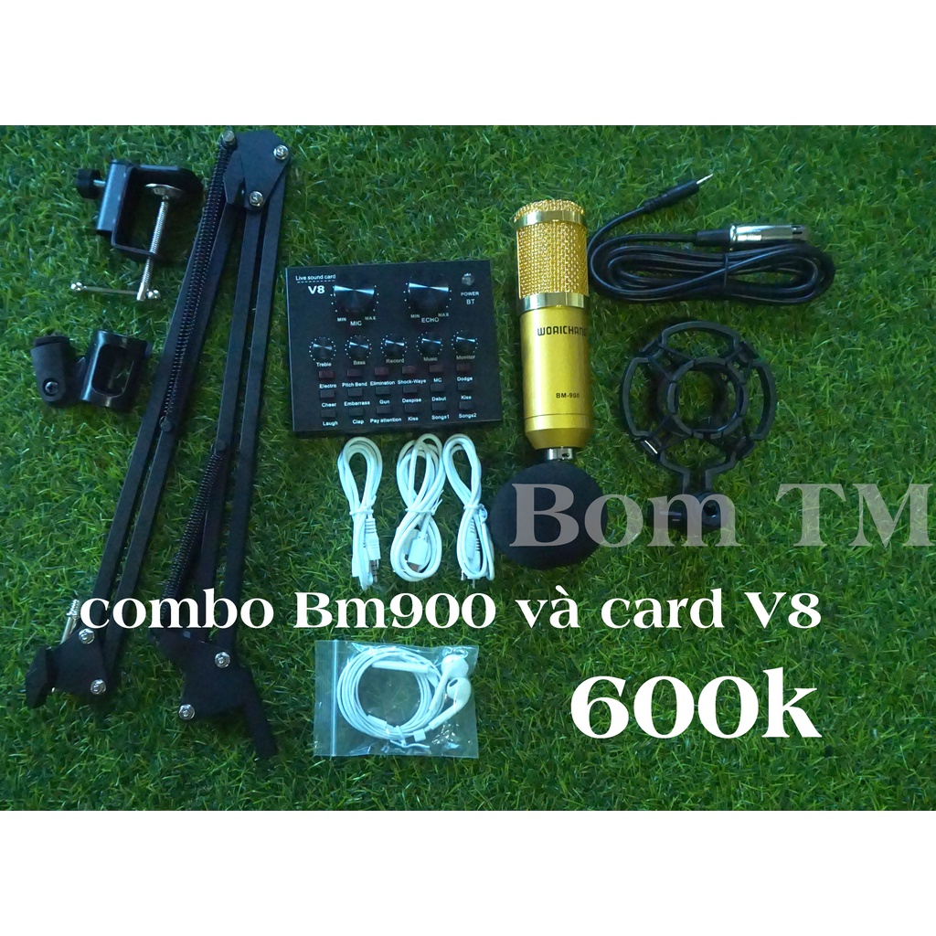 bộ hát đầ đủ phụ kiện v8 mic bm 900