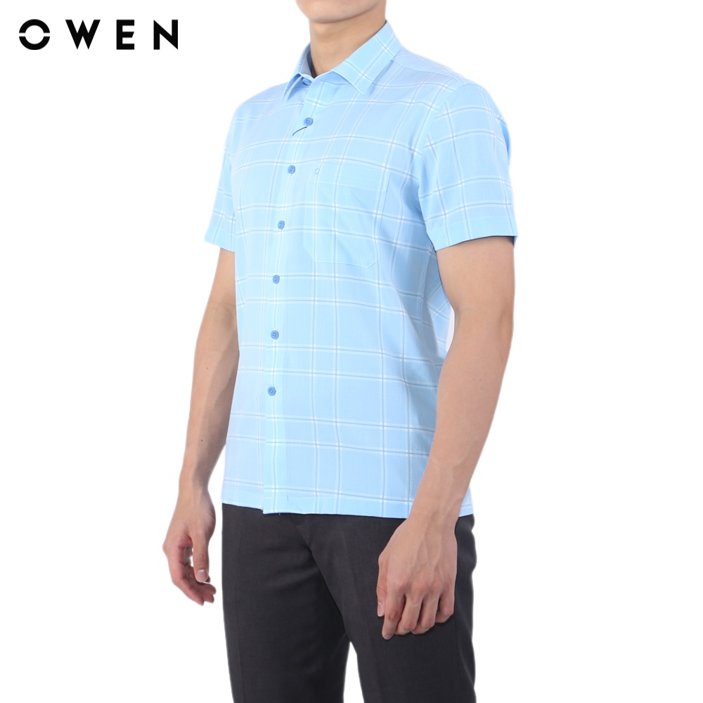 Áo sơ mi ngắn tay Nam Owen Bạc hà Body Fit Xanh - BA220059NT