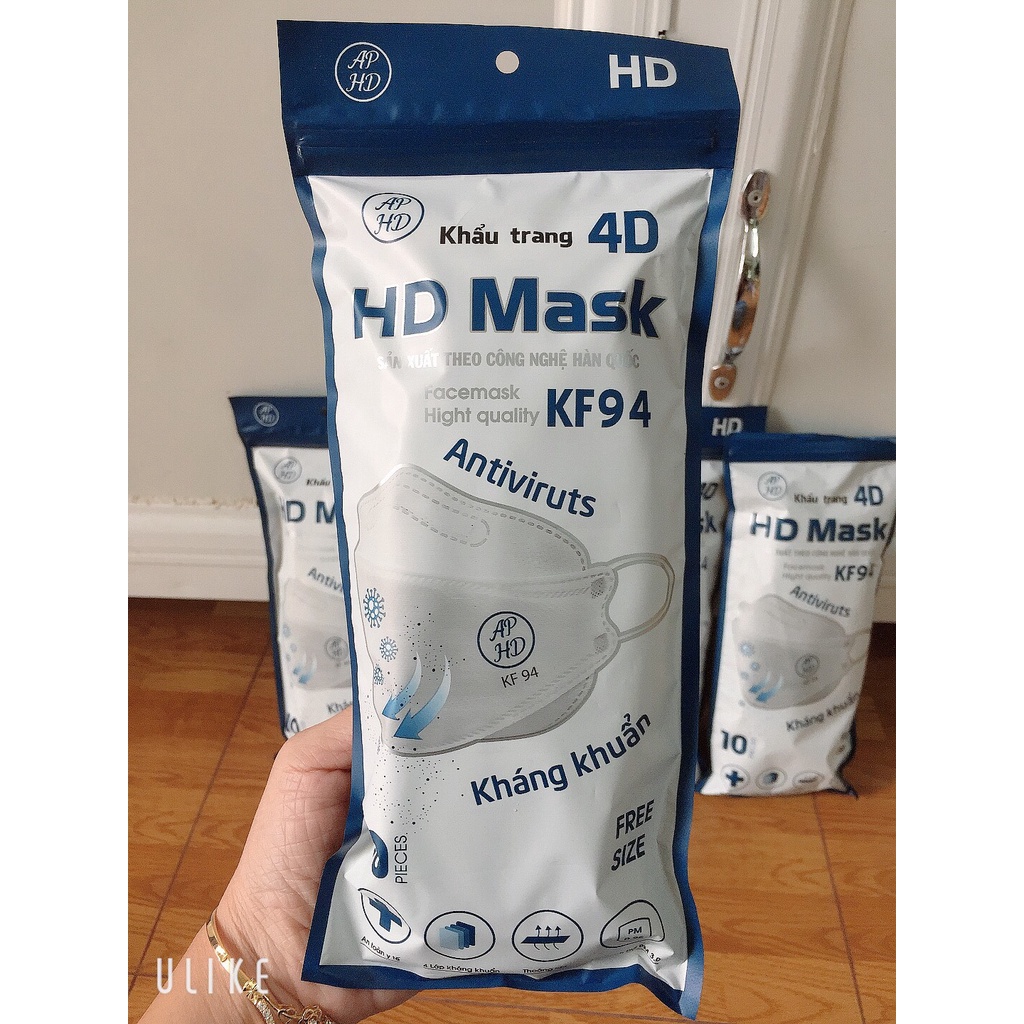 Khẩu Trang 4D Mask KF94 Công Nghệ Hàn Quốc (Màu hồng nhạt bịch 10 cái)
