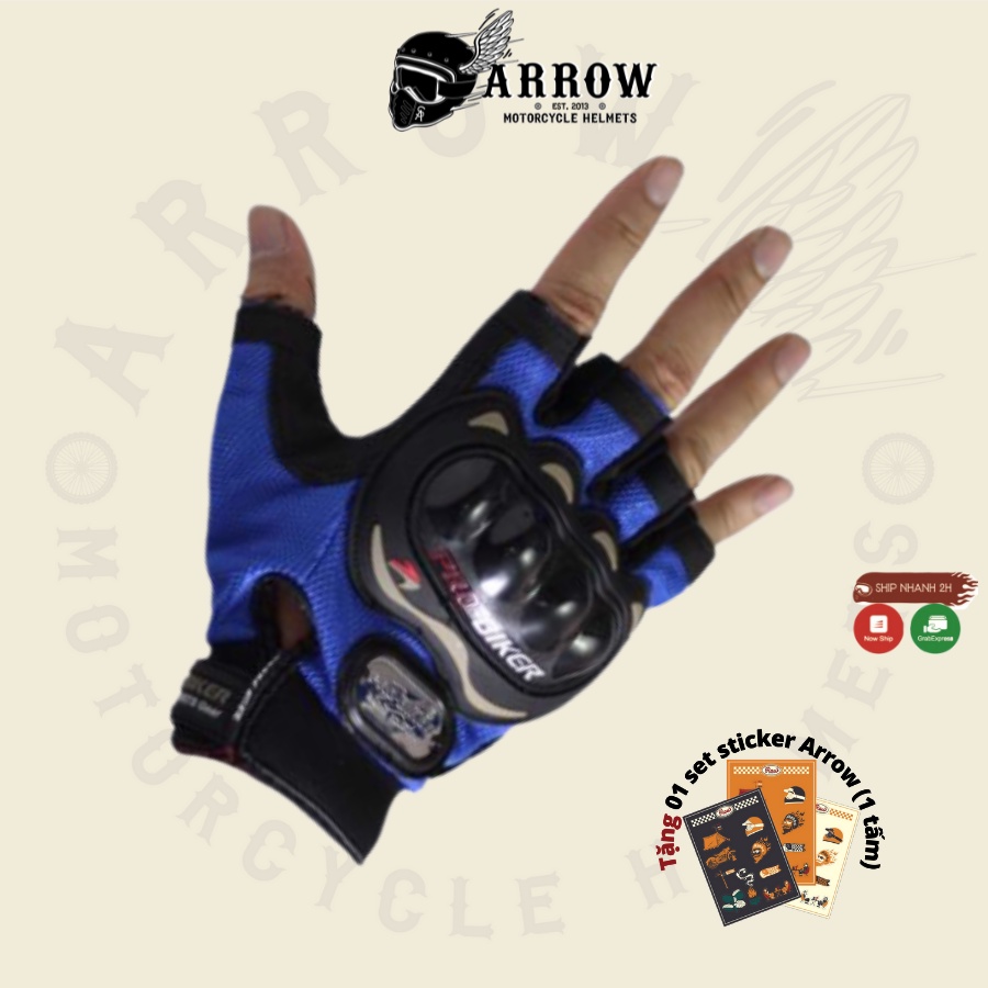 Găng tay đi xe máy ngắn ngón Probiker arrow shop thoáng mát bảo hộ đi phượt giá rẻ