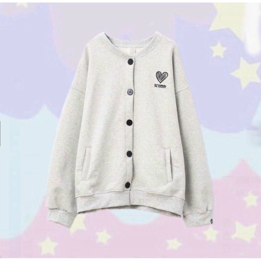 [ Mã WASTAPR giảm 10K đơn 50K] Áo Khoác Cardigan Nỉ Bông Heart Saranghae Unisex 3 Màu Cực Hot Thời Trang Học Đường