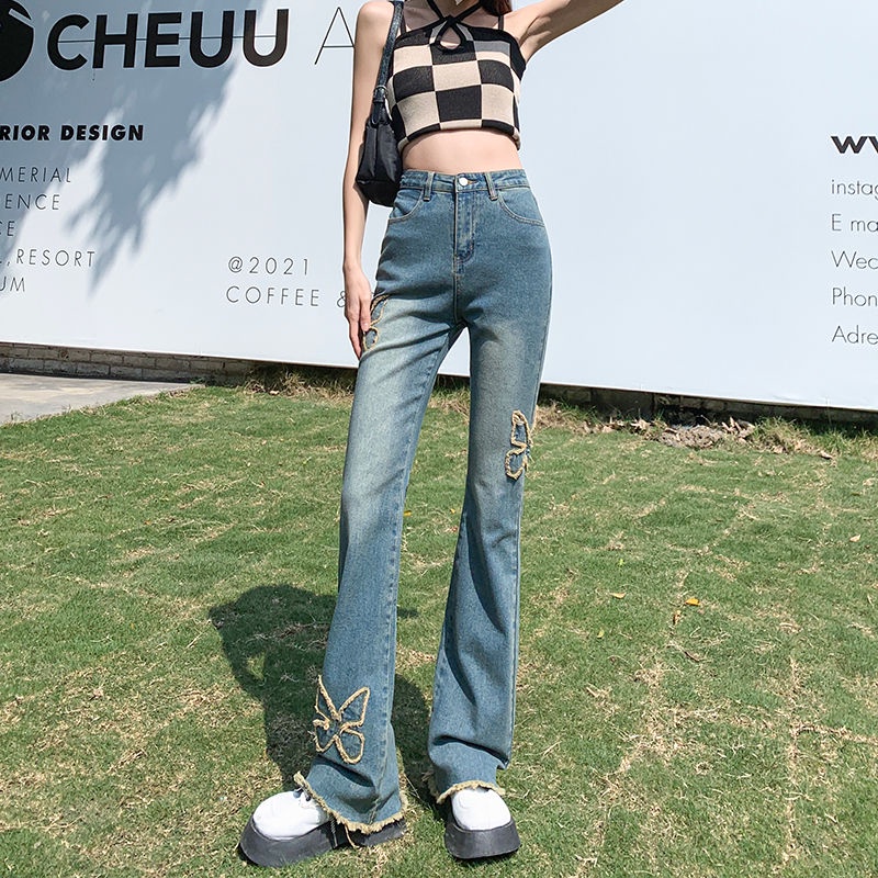 Quần Jean Nữ Ống Loe Thiết Kế Thoải Mái Phong Cách retro Mùa Hè Mới