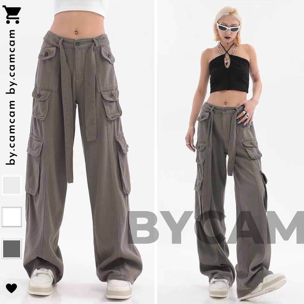 Quần JEAN Túi Hộp HIPHOP Nhiều Túi Lưng Cao Ống Rộng Phong Cách Retro Mỹ 𝘽𝙮.𝘾𝙖𝙢𝙘𝙖𝙢