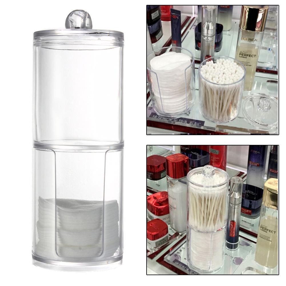 Hộp nhựa 2 tầng trong suốt dùng đựng mỹ phẩm kích thước 6,8x17cm