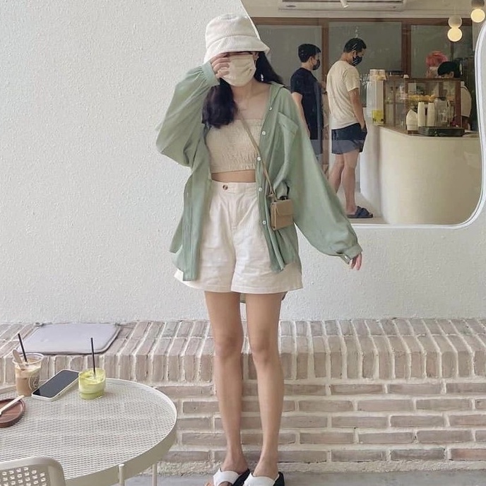 Áo Sơ Mi Lụa Form Rộng Dài Tay Có Túi Ngực, Labbibi