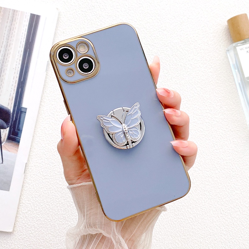 Ốp Điện Thoại Mềm Có Giá Đỡ Hình Bướm Sang Trọng Cho iphone 11 12 13 pro max x xr xs max ip 11promax