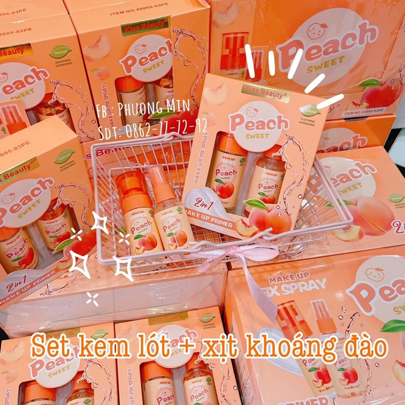SET 2 CHAI KEM LÓT+XỊT KHOÁNG PEACH SWEET KISS BEAUTY | BigBuy360 - bigbuy360.vn