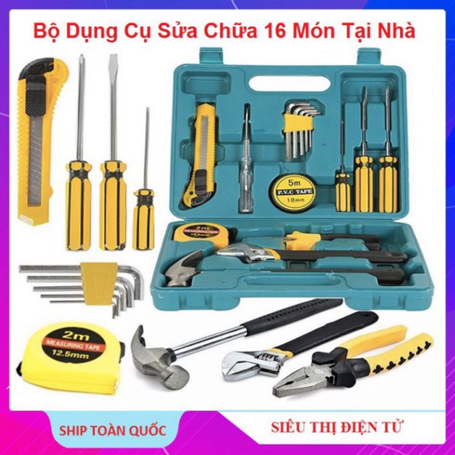 Bộ Dụng Cụ Sửa Chữa Đa Năng, kìm Búa Tô Vít Mỏ Lết Lục Giác Bút Thử Điện Thước Băng Keo Dao SẴN HÀNG GIAO NGAY