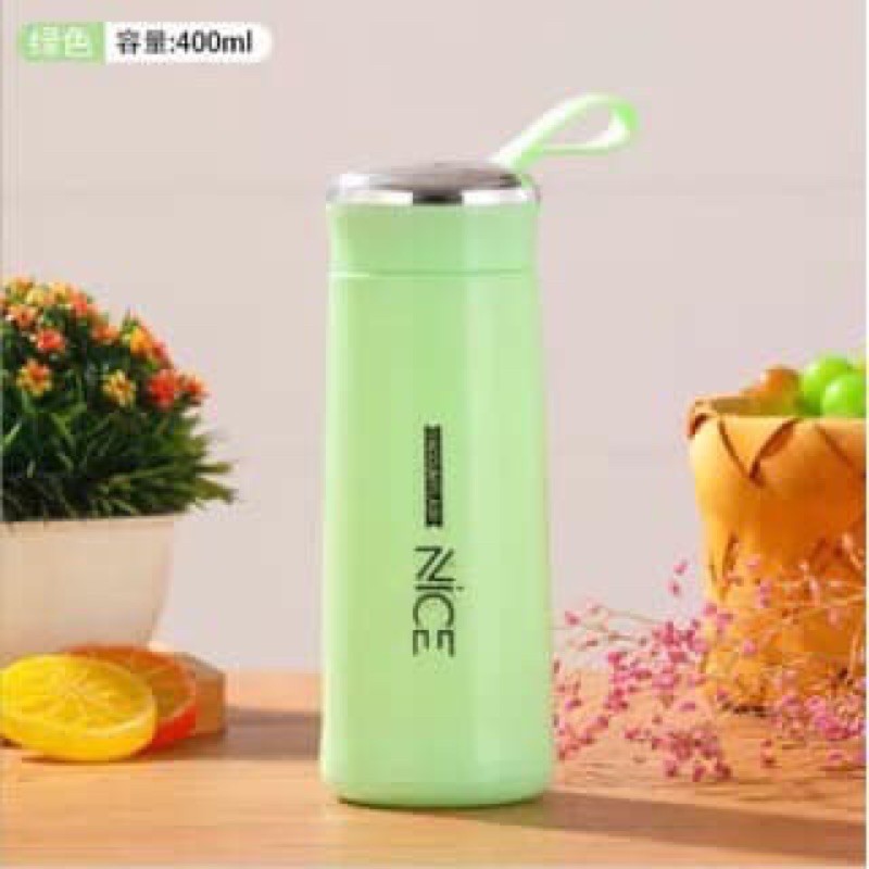 Bình Nước Cao Cấp Nice 400ml Có 3 Màu Trắng, Hồng, Xanh Chọn Màu Ngẫu Nhiên