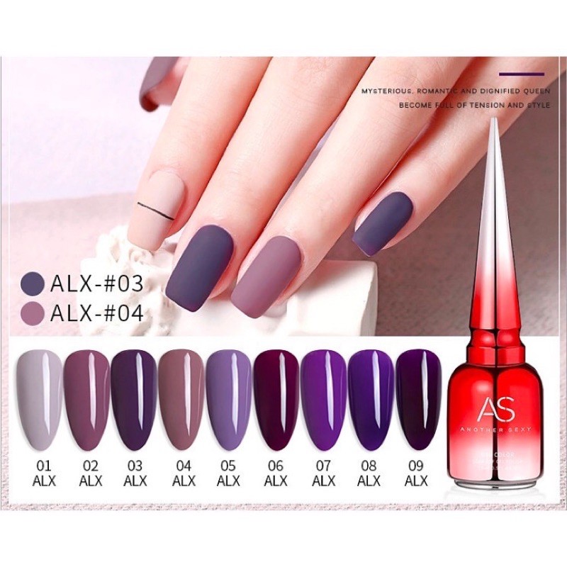 Set sơn gel 9 màu AS mẫu chai nhọn đỏ 15ml