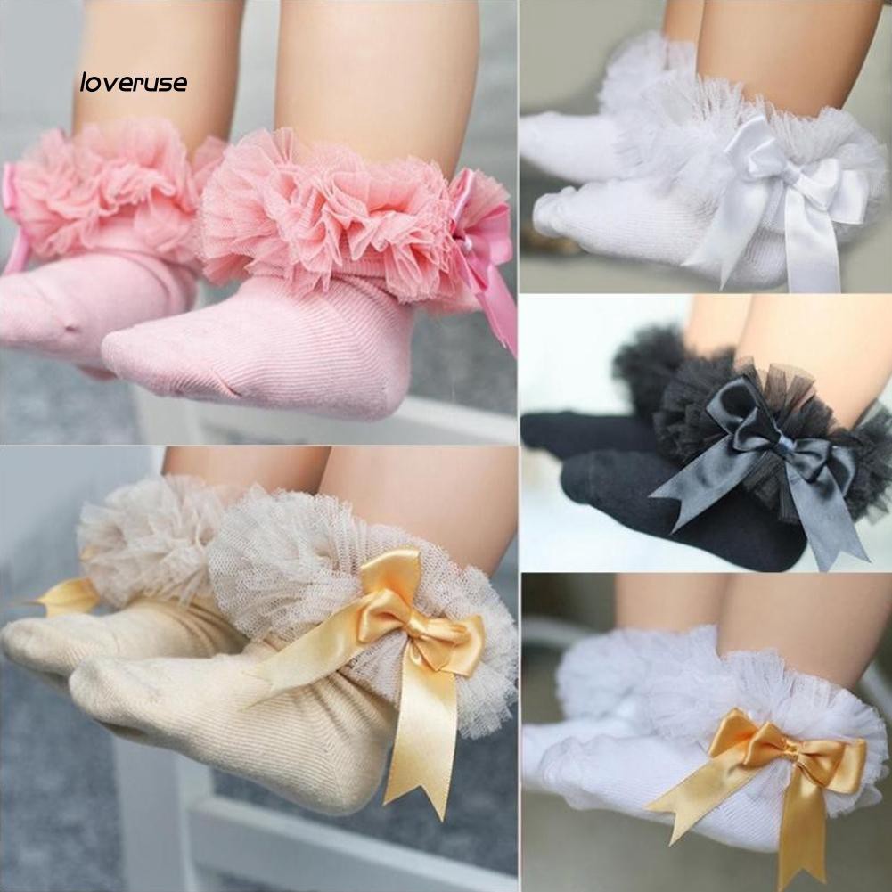 Vớ Cotton Phối Ren Thoáng Khí Phong Cách Công Chúa Cho Bé Gái