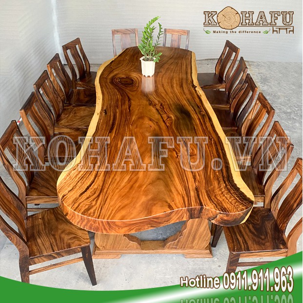 Mẫu Bàn Dài VIP cho Nhà Hàng Gỗ Me Tây Nguyên Tấm Lớn KL20327