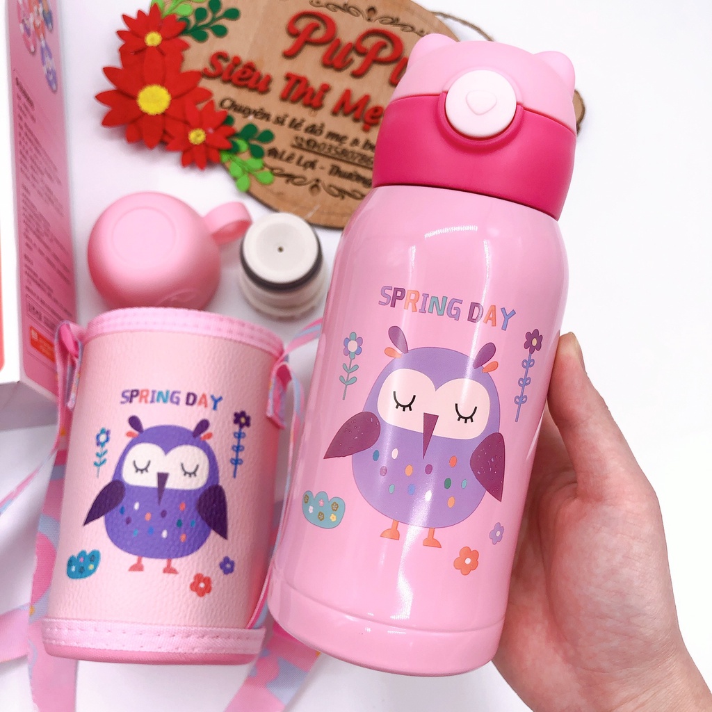 [HÀNG CHÍNH HÃNG - FREE SHIP] Bình Giữ Nhiệt Cao Cấp Love Baby 500ml Có Ống Hút Nước Cho Bé, Bình Giữ Nhiệt An Toàn