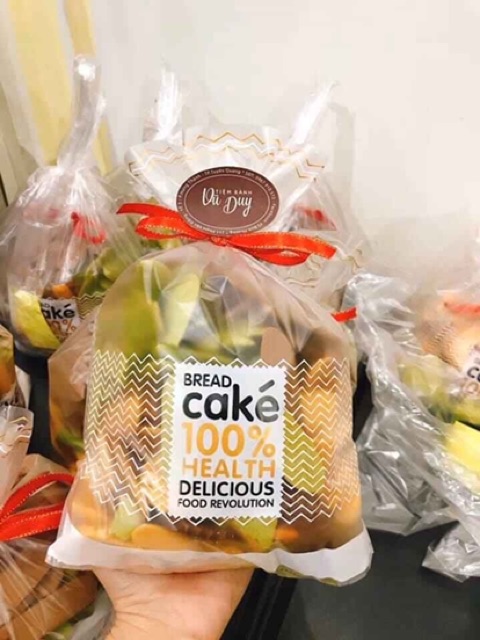 100 túi đựng bánh gối bánh mì mờ có chữ 100% health delicious A190 hay A189