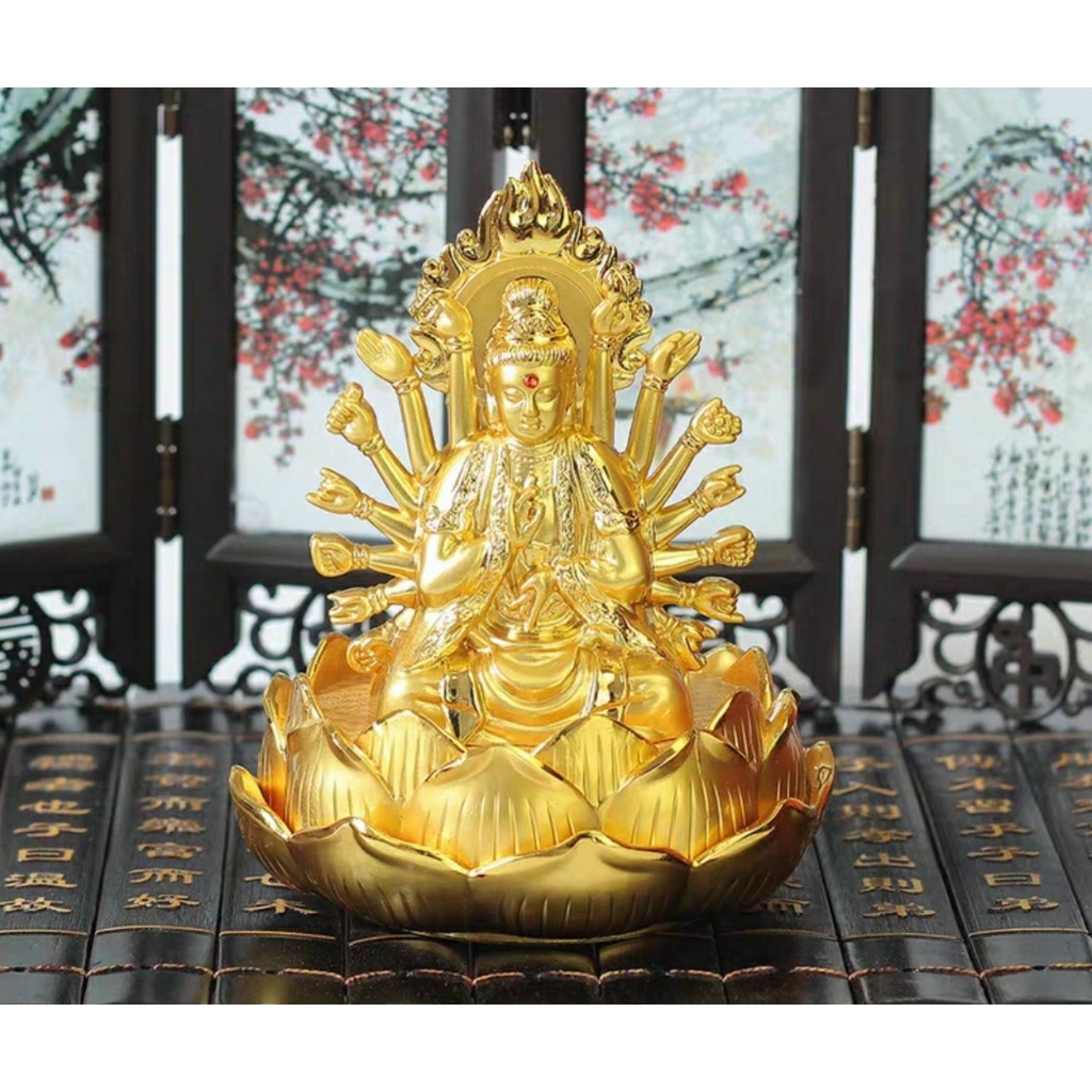 Tượng Phật Bà Quan Âm Nghìn Tay Đài Sen Đặt Taplo Ô Tô