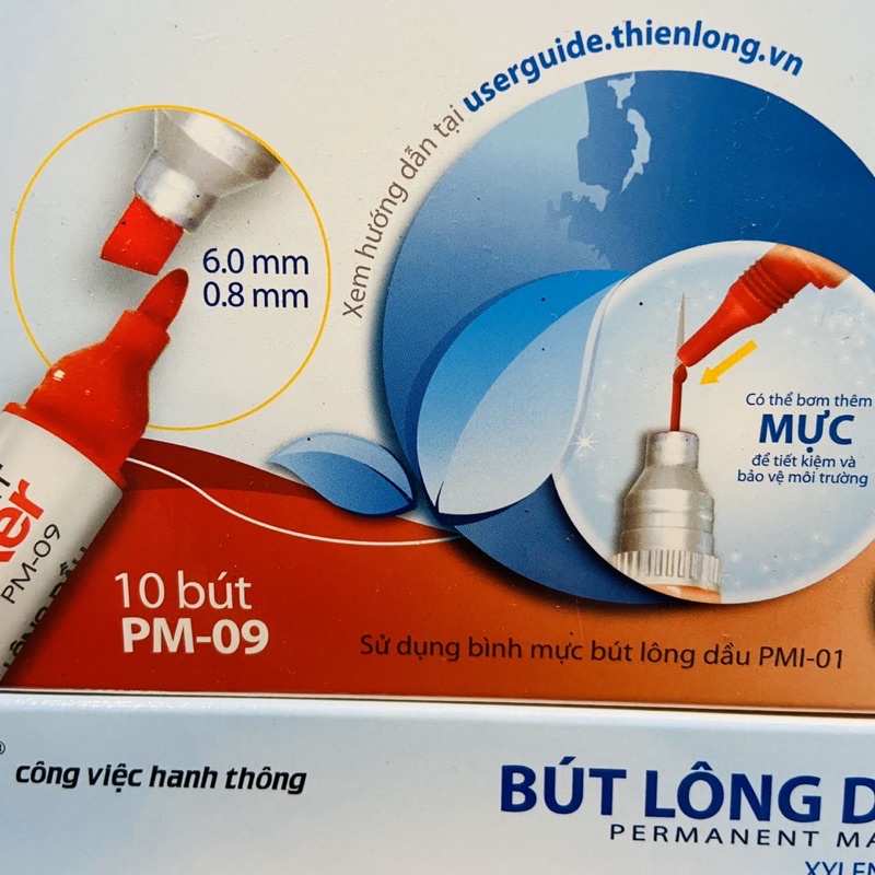 [LẺ_HỘP] Bút lông dầu Thiên Long PM-09 hộp 10 cây mẫu mới