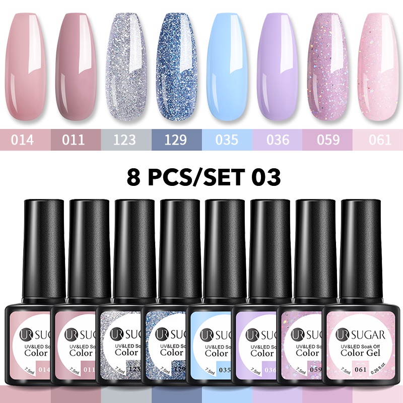 Bộ 8 chai sơn móng tay gel uv UR SUGAR 7.5ml