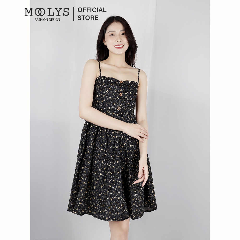 Đầm hai dây thiết kế Moolys dáng baby doll hoa nhí MD012