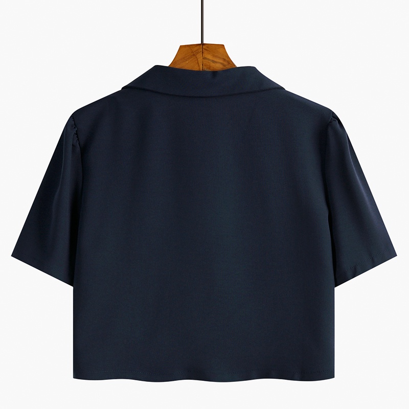 Áo Sơ Mi Ngắn Tay Cổ Vest Thiết Kế Mới Thời Trang Mùa Hè Theo Phong Cách Pháp Dành Cho Nữ