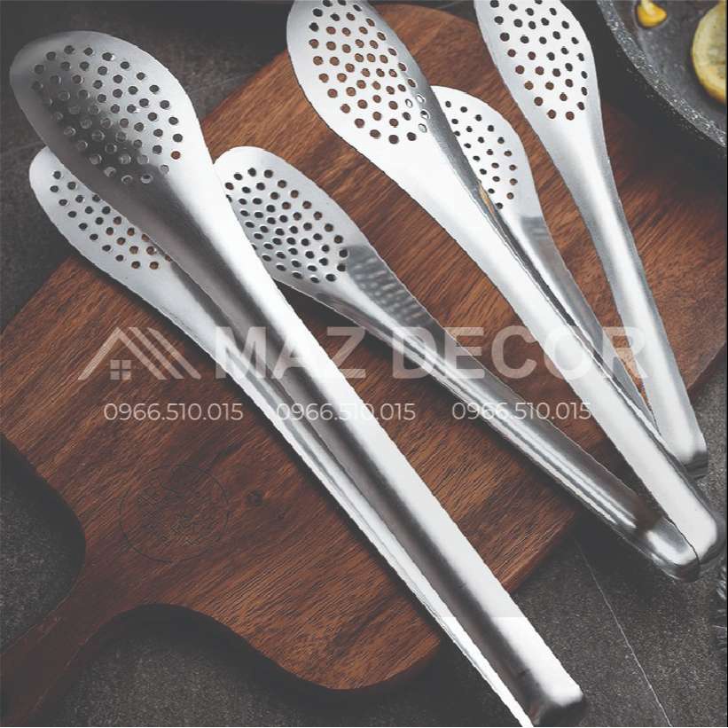 SALE GIÁ SỈ Dụng cụ kẹp inox 304 gắp thức ăn, gắp đá, gắp lỗ ĐẦU TRÒN đồ hấp nóng nướng thực phẩm cao cấp đẹp dày dặn