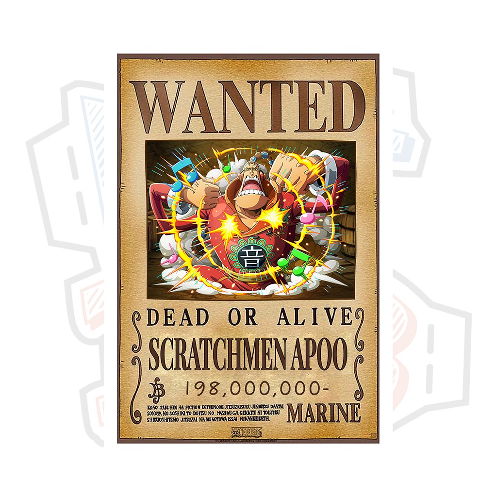 Poster truy nã Scratchmen Apoo (Siêu tân tinh) - One Piece