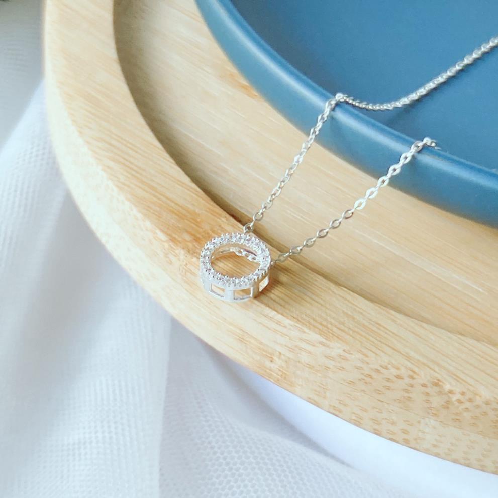Dây chuyền bạc tròn đính đá đơn giản tinh tế xu hướng giới trẻ MEZI Jewelry- ATJ2290M