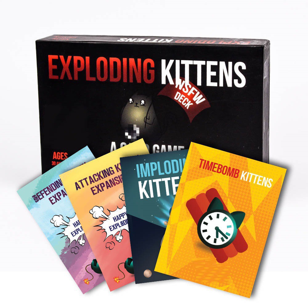 Set Boardgame Bài Mèo Nổ tâng Bừng Combo Mèo nổ bản 18+ và 4 Bản mở mang nâng cao 2 bọc bài