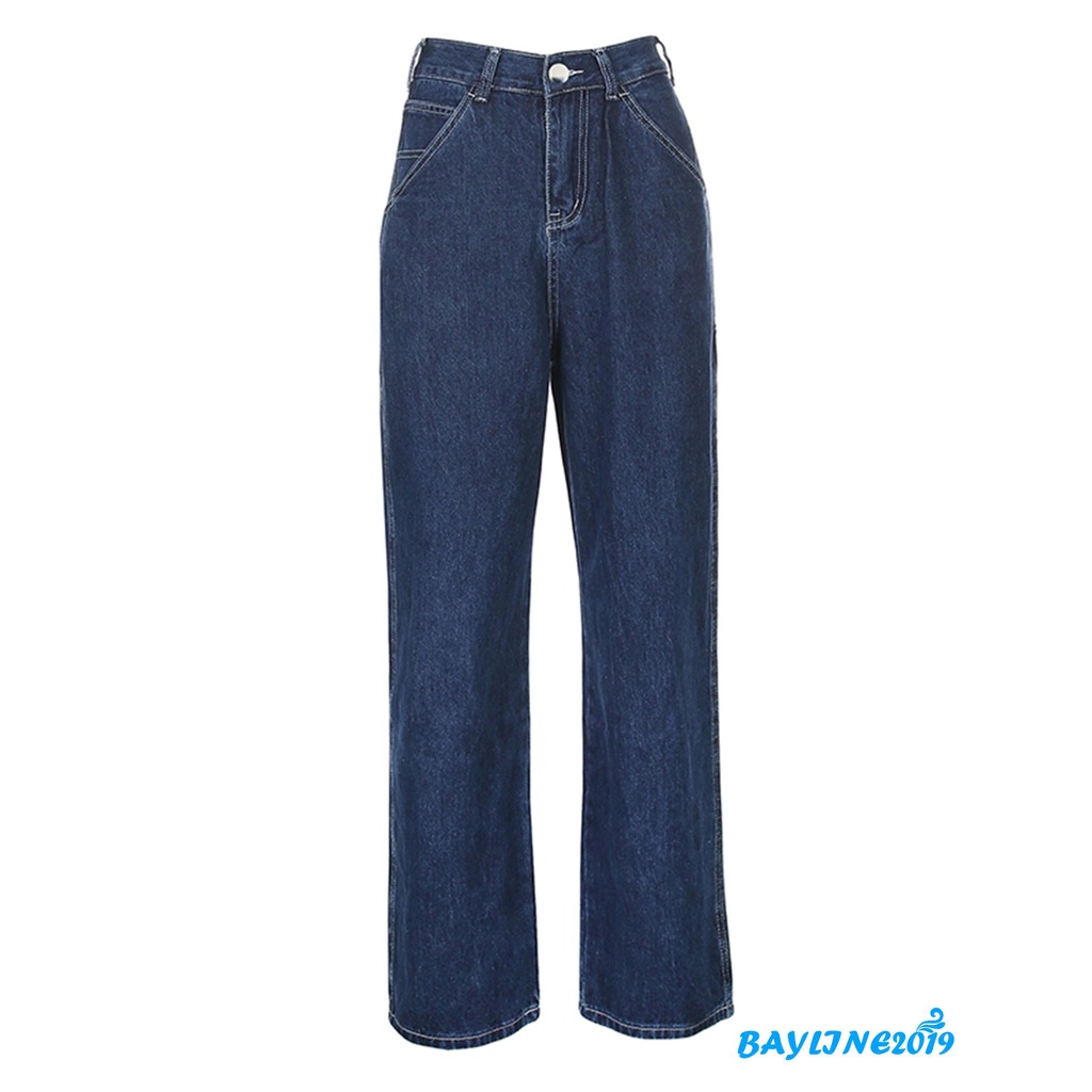 Quần jeans dài ống rộng thời trang cho nữ