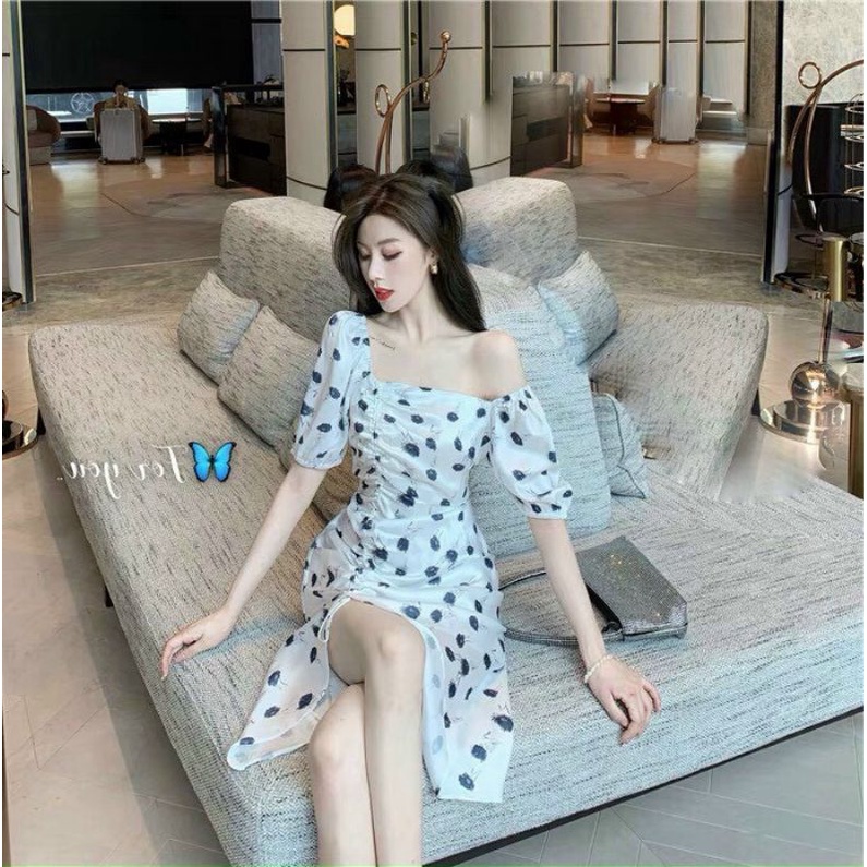 ĐẦM HOA XẺ TÀ MẶC 2 KIỂU RÚT DÂY