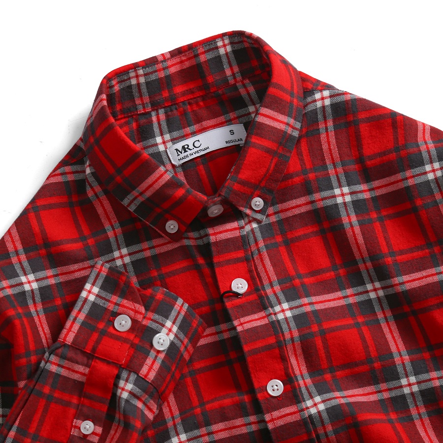 Áo sơ mi kẻ sọc caro tay dài MRC 220308 chất Flannel cao cấp mềm mịn thoáng mát form basic - MENFIT
