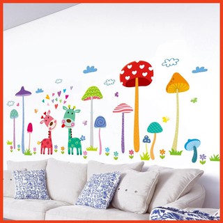 Decal Dán Tường Cho Bé Rừng Nấm 2 Khổ 74*123cm