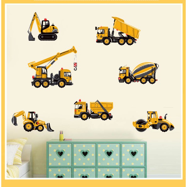 Decal trang trí tường phương tiện Xây dựng Vàng
