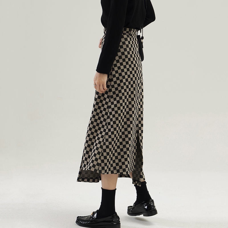 Chân Váy Chữ A Lưng Cao Họa Tiết Sọc Caro Phong Cách Hàn Quốc Thời Trang Cho Nữ