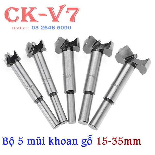 Mũi Khoan Khoét Ổ Khóa, Bản Lề, Bộ 5 Mũi Khoan Khoét Gỗ, Ổ Khóa...