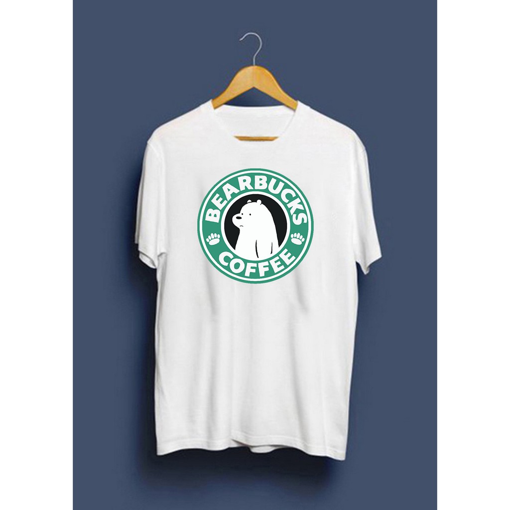 Áo Thun Cotton Ba Con Gấu Bearbucks Unisex Nam Nữ Trắng Đen