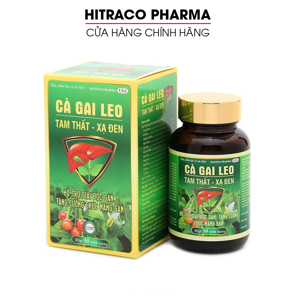 Viên uống bổ gan Cà Gai Leo Tam Thất Xạ Đen mát gan, giải độc gan - Chai 50 viên [Cà Gai Leo Tam Thất Xạ Đen]