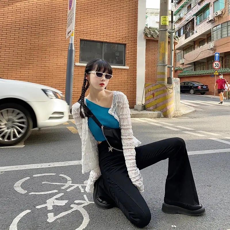 Quần jean SUXI lưng cao ống loe ôm dáng thời trang xuân thu dành cho nữ