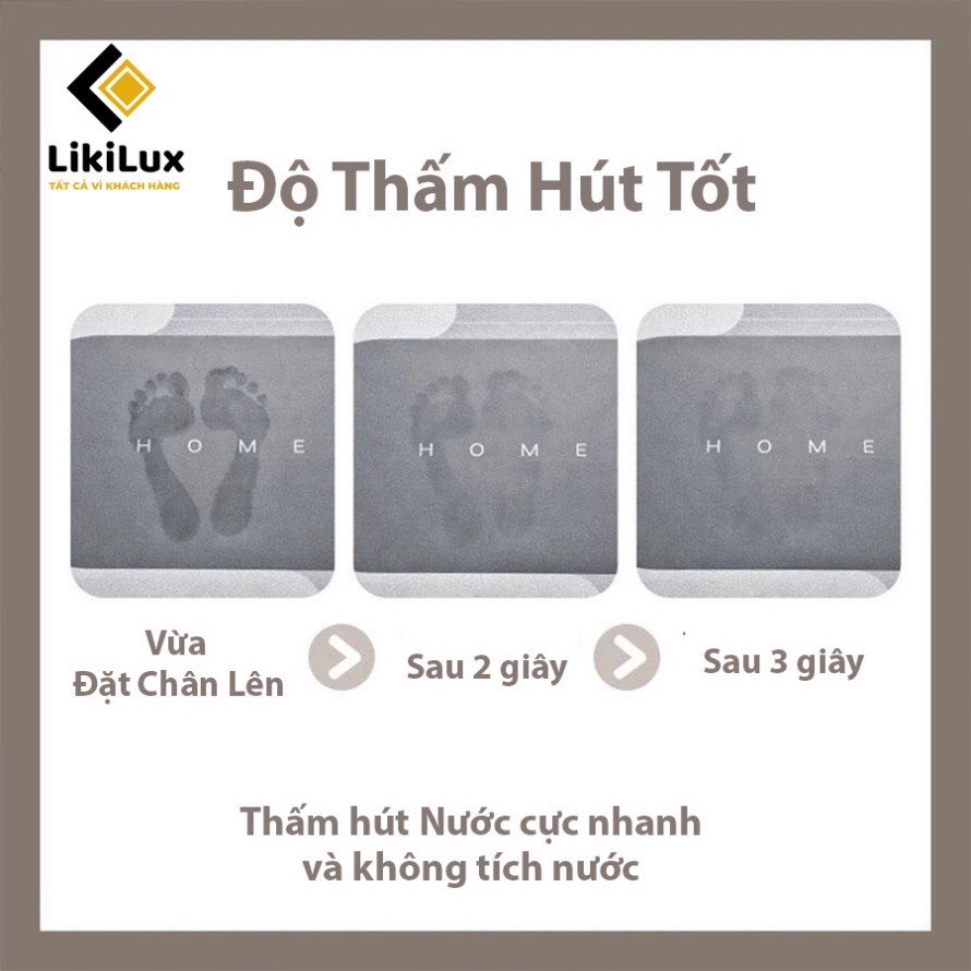 Thảm Hút Nước Siêu Thấm, Thảm Lau Chân Siêu Mềm, Dày, Chống Trượt, Hình Oval Sang Trọng (LA4863)