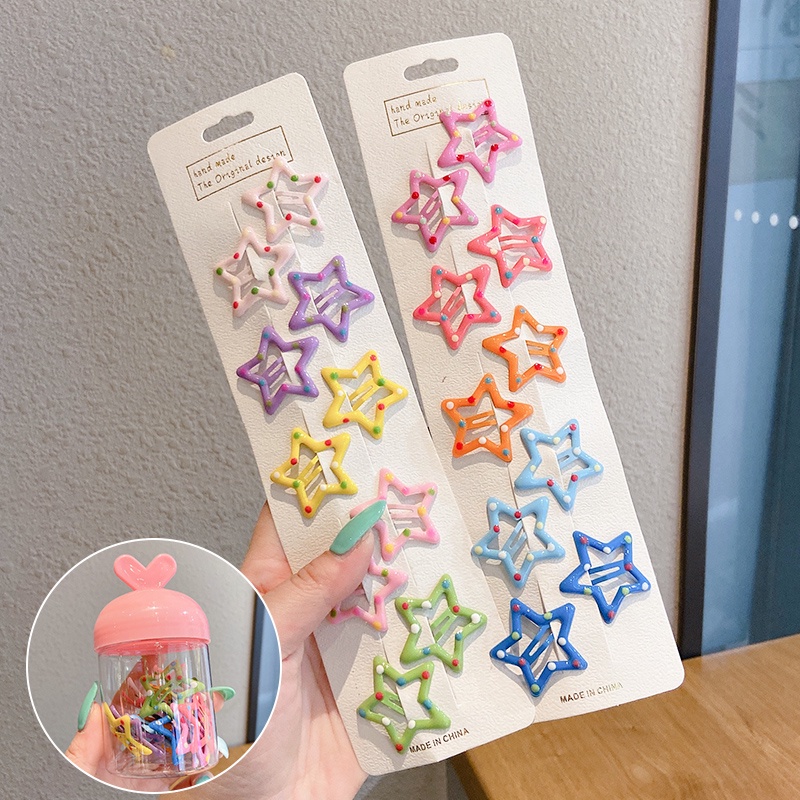 Set 20 Kẹp Tóc Hình Ngôi Sao Nhiều Màu Dễ Thương Cho Bé Gái
