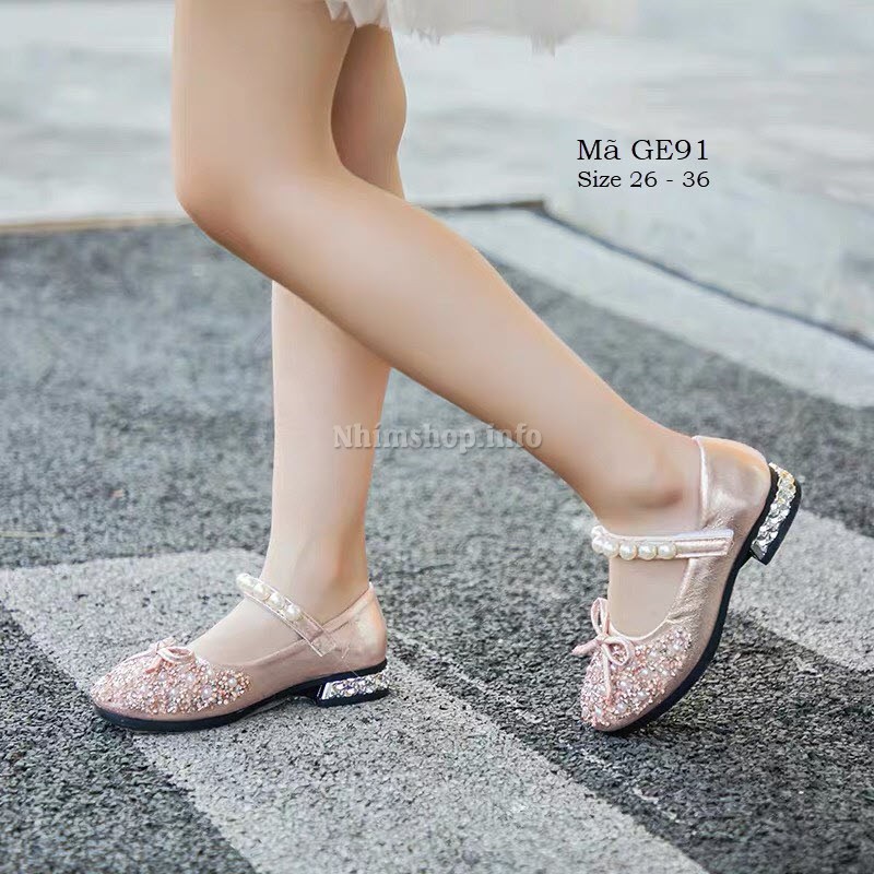 Giày búp bê bé gái 3 - 12 tuổi mặc váy công chúa đính kim sa lấp lánh siêu xinh GE91