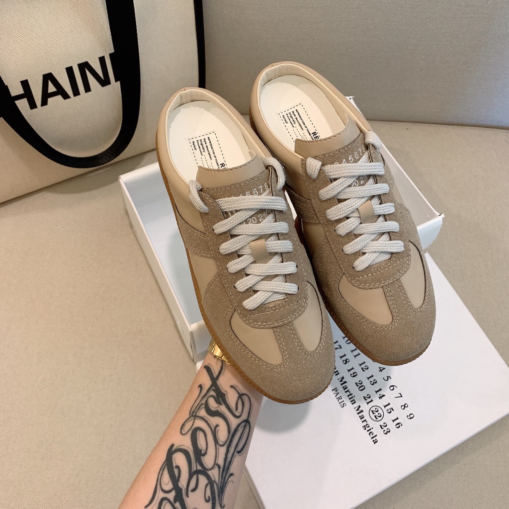 Giày Thể Thao Cột Dây Màu Nâu Phong Cách retro Cho Nữ