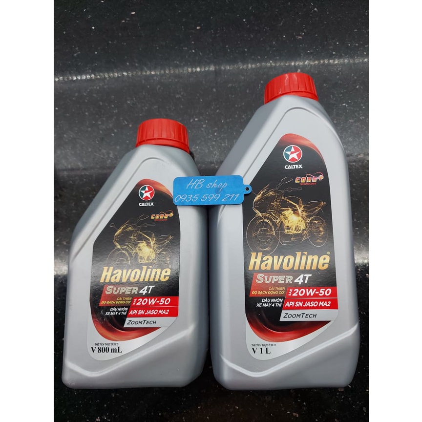 NHỚT HAVOLINE SUPER 4T SAE 20W50 1L VÀ 800ML XE SỐ