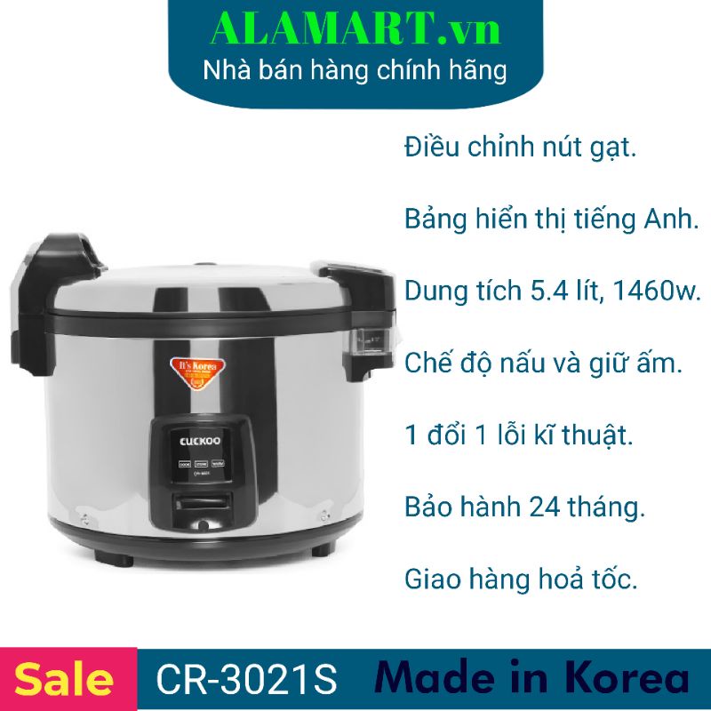 NỒI CƠM ĐIỆN 5.4 LÍT INOX CUCKOO CR3021S