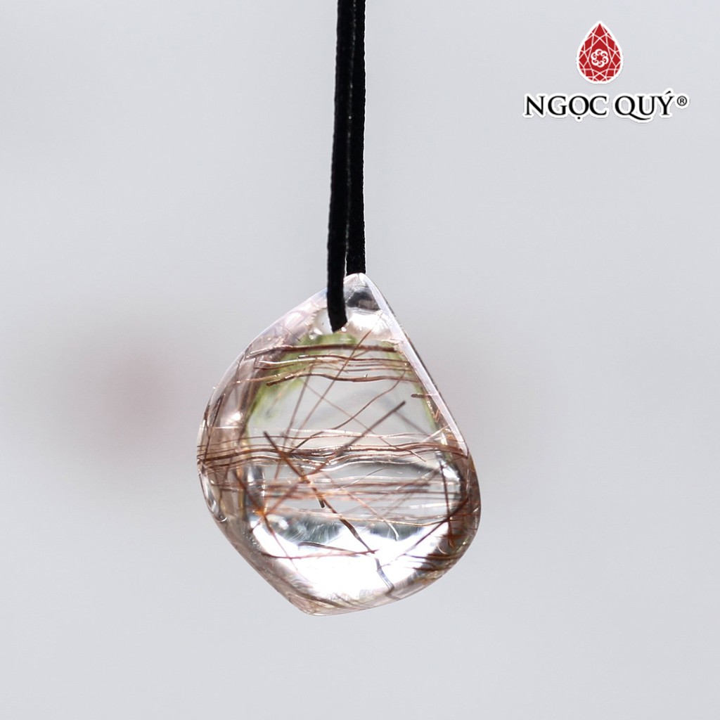 Mặt dây chuyền đá thạch anh tóc vàng giọt nước rutilated quartz - Ngọc Quý