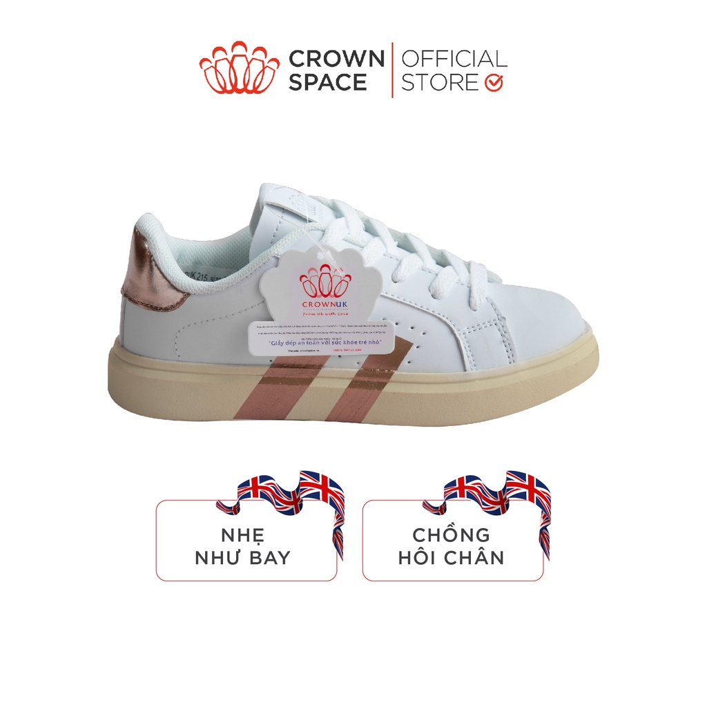 Giày Thể Thao Sneaker Bé Gái Đi Học Đi Chơi Crown Space Cao Cấp CRUK215 Nhẹ Êm, Chống Hôi Chân Size 28 đến 36